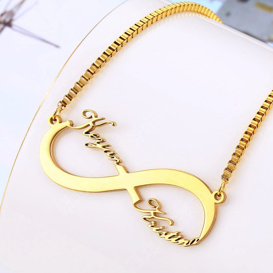 Everlasting Bond: Dual-Name Infinity Necklace