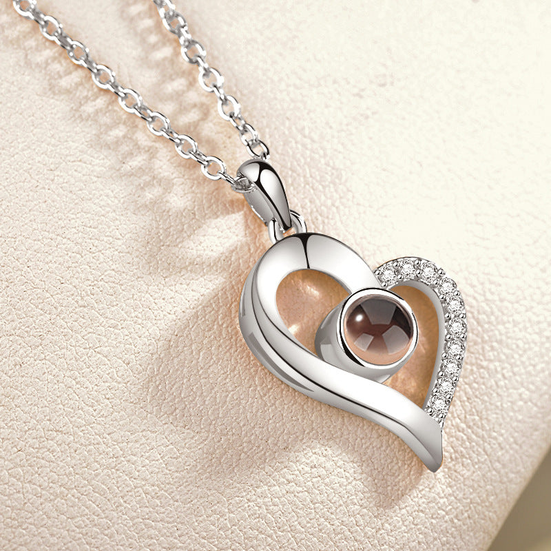 Whispered Desires: Elegant Projection Necklace with 100 Sensual Love Declarations