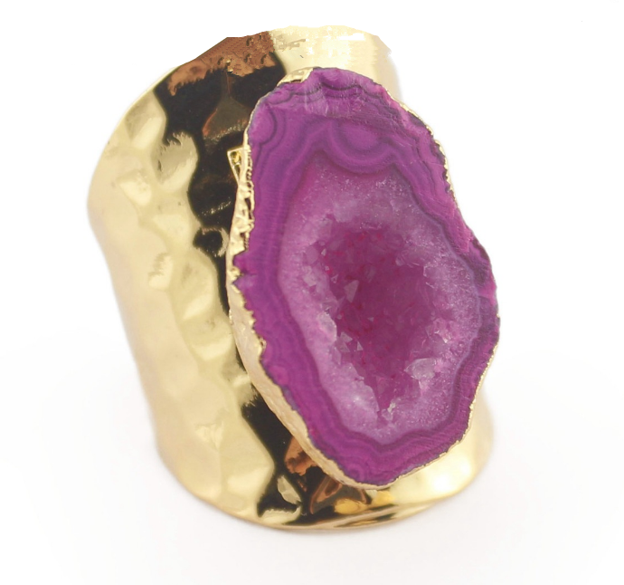 Yauvana Elegance: Adjustable Druzy Stone Ring for Timeless Charm