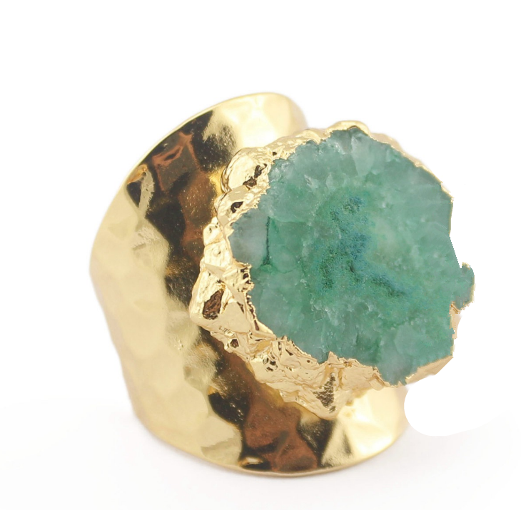 Yauvana Elegance: Adjustable Druzy Stone Ring for Timeless Charm