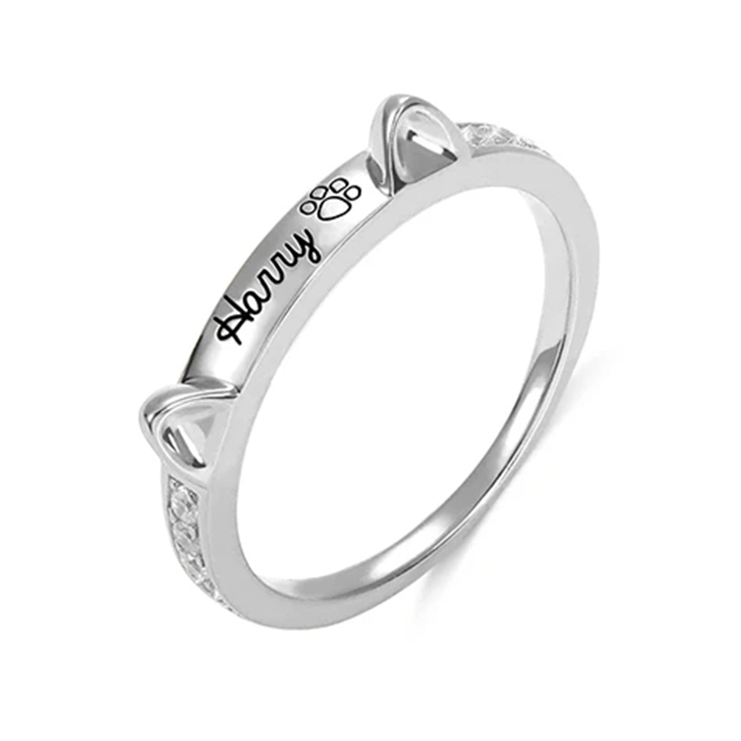 Feline Grace: Custom Cat Ears or Dog bone Name Ring