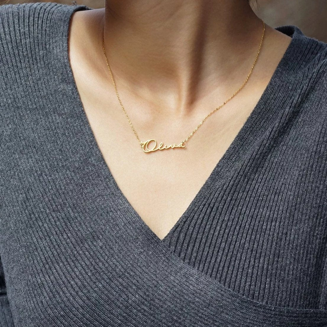 Gouden handtekening: gepersonaliseerde 18K vergulde naamketting