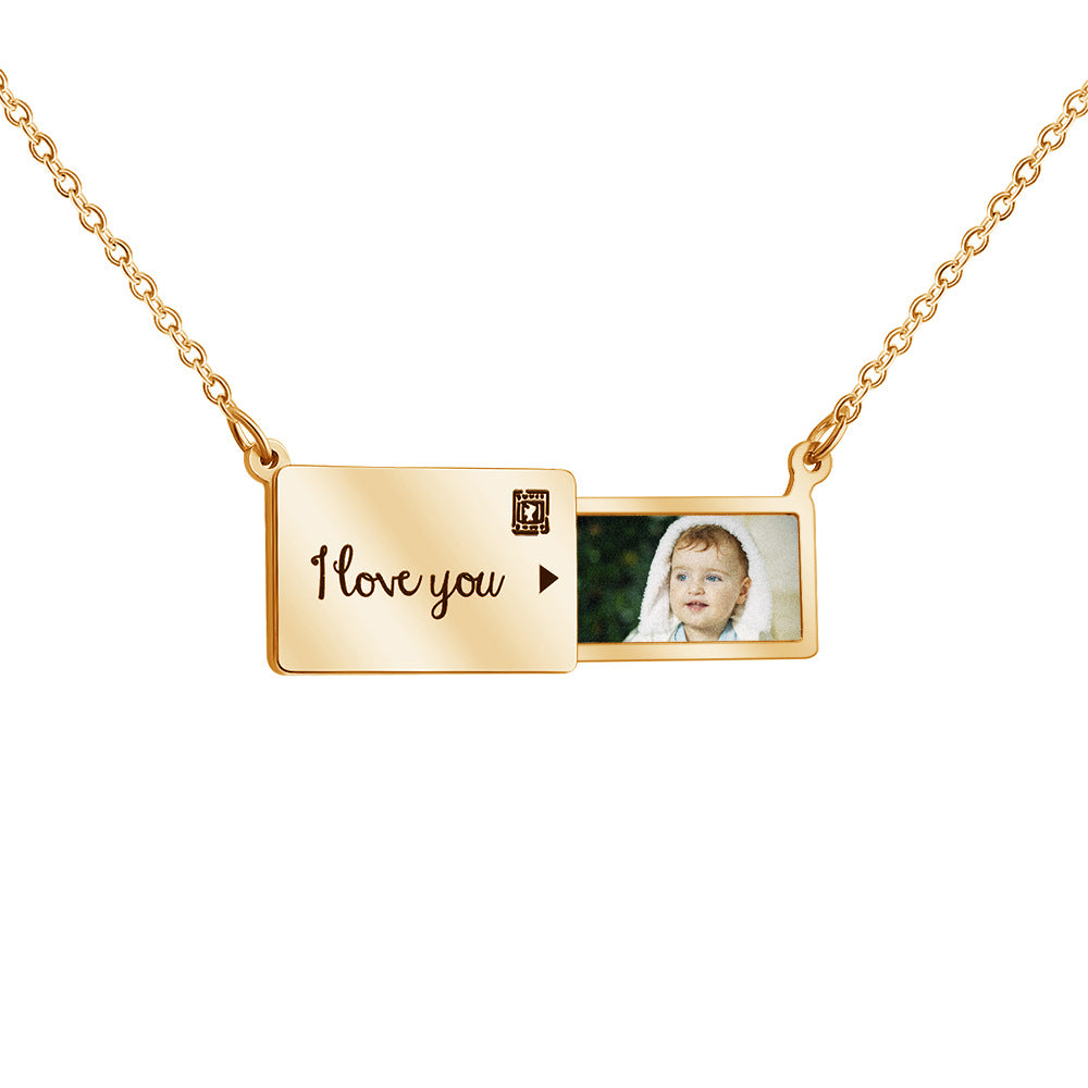 Elegant Monogram: Stainless Steel Clavicle Necklace with Letter & Color Picture