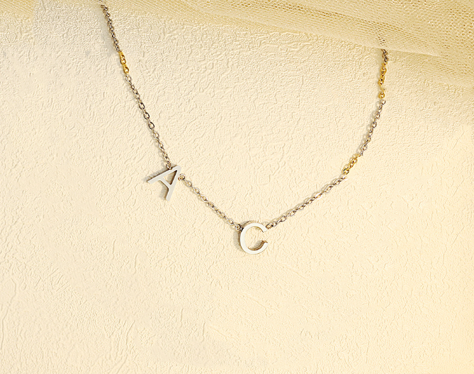 Signature Stainless Steel: Elegant Personalized Letter Name Necklace