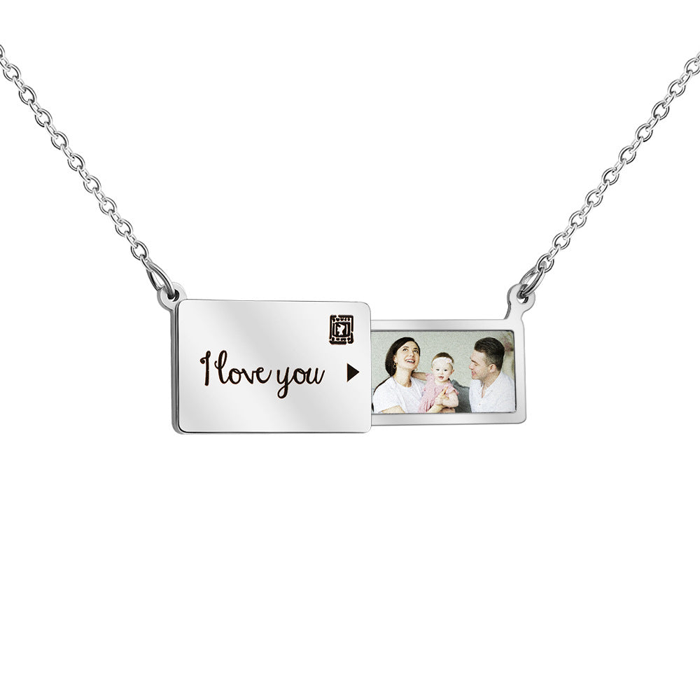 Elegant Monogram: Stainless Steel Clavicle Necklace with Letter & Color Picture