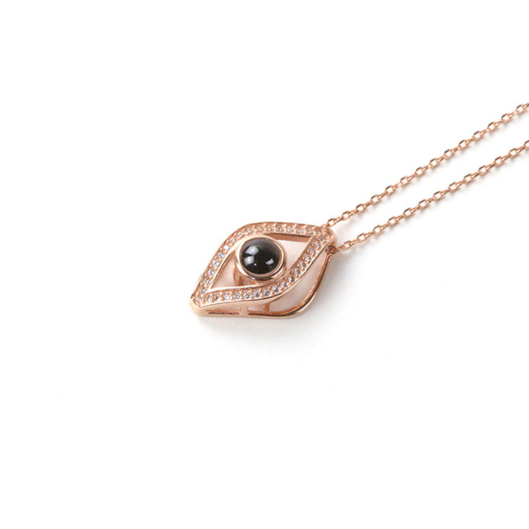 Lustrous Gaze: S925 Sterling Silver Diamond Eye Pendant with Bespoke Image Projection