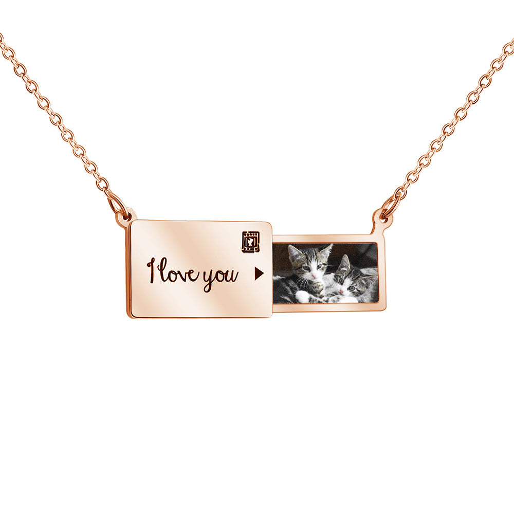 Elegant Monogram: Stainless Steel Clavicle Necklace with Letter & Color Picture