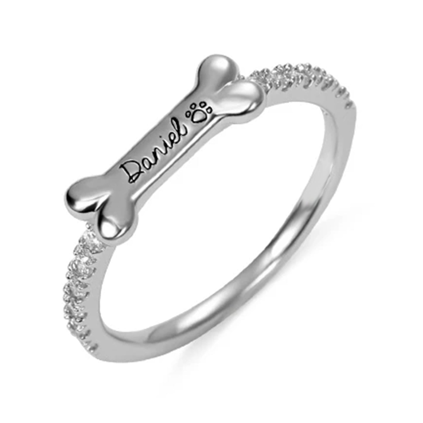 Feline Grace: Custom Cat Ears or Dog bone Name Ring