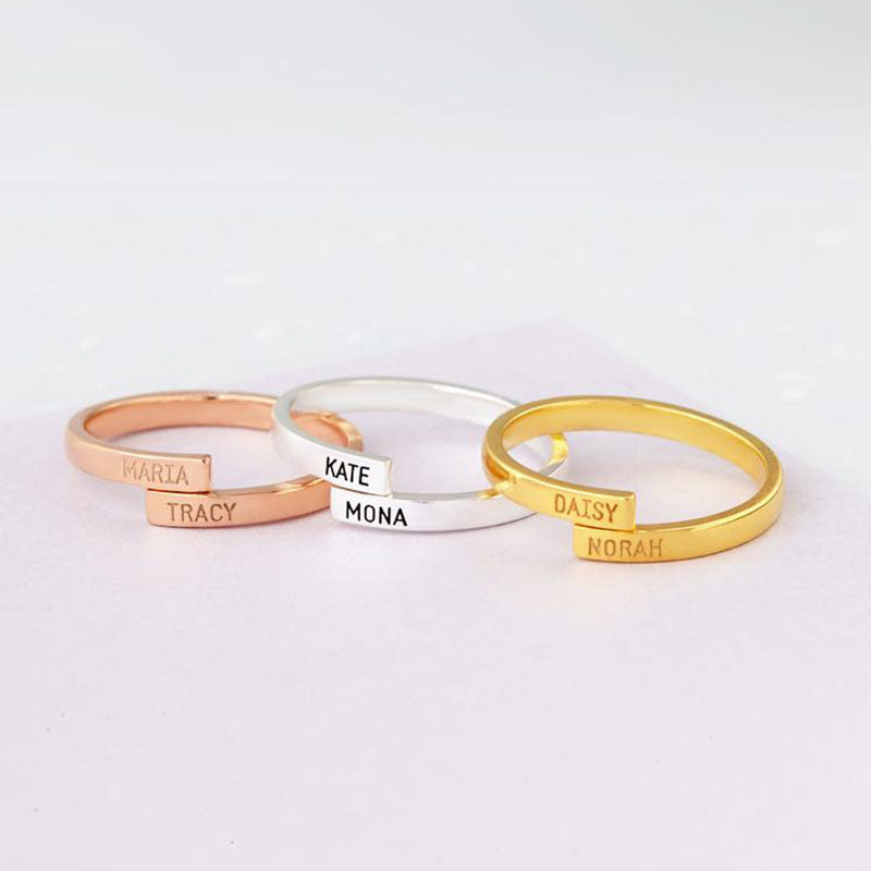 Elegant Duo: Minimalist 18k Gold-Plated Double Name Ring