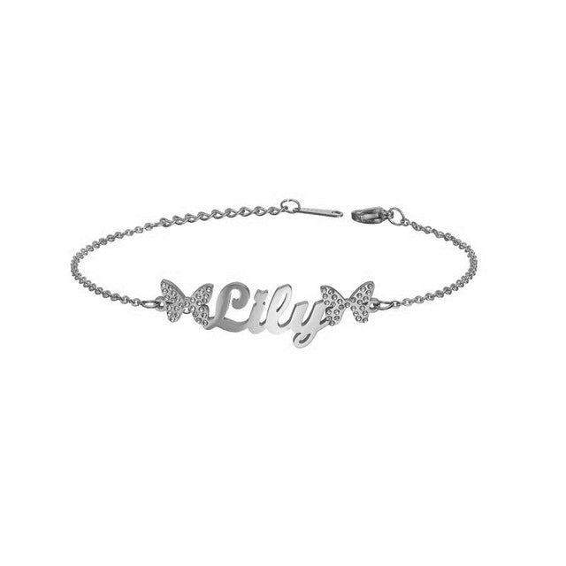 Elegantes Flüstern: Personalisiertes Buchstabenarmband mit Schmetterlingsakzent für Frauen | Niedliches personalisiertes Armband