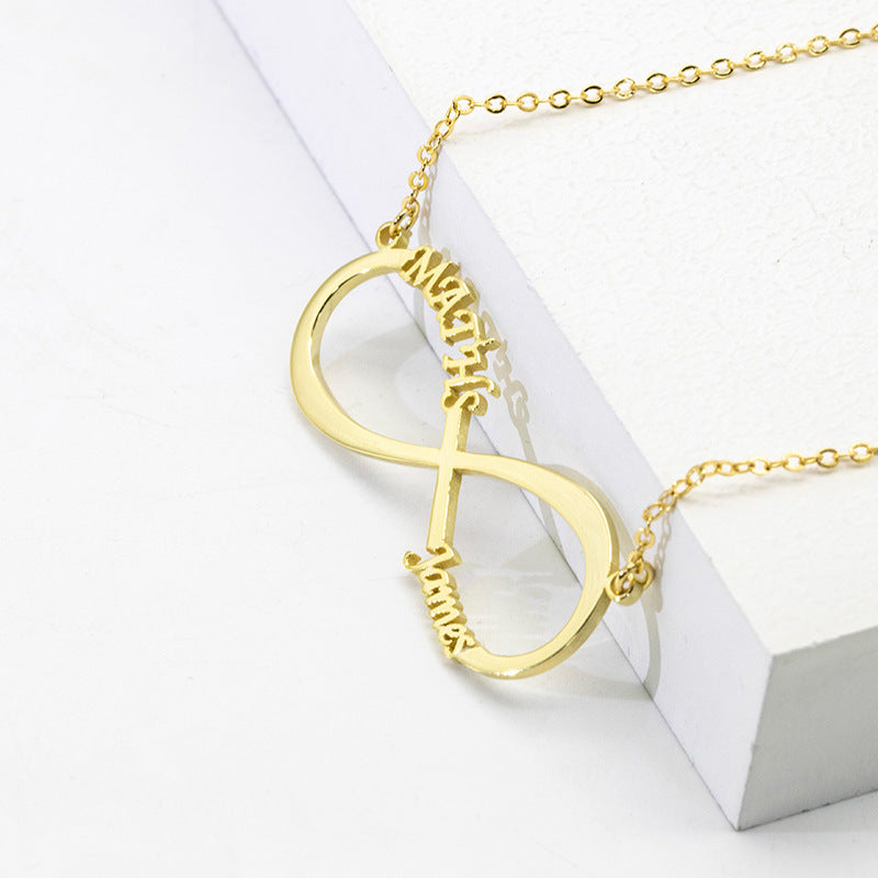 Everlasting Bond: Infinity-ketting met dubbele naam in sterling zilver