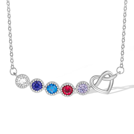 Elegant Mother's Birthstone Necklace: Personalized 925 Sterling Silver