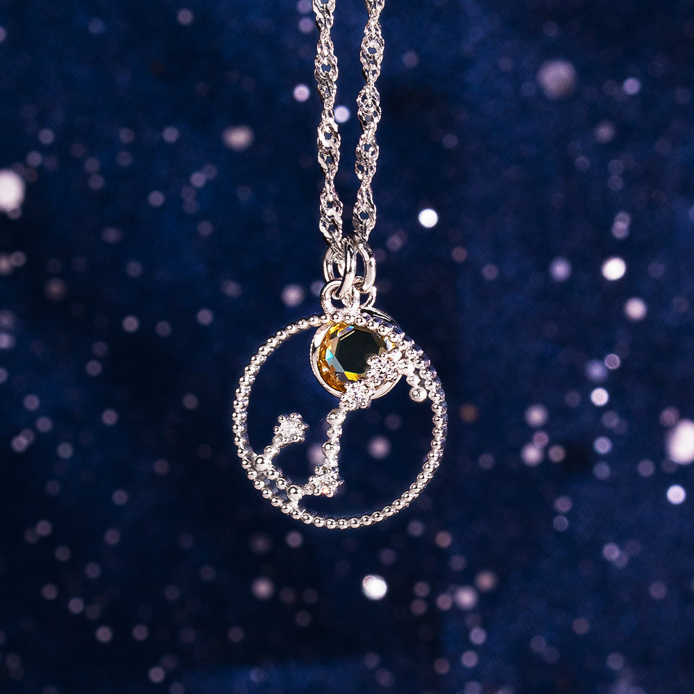 Celestial Signature: Personalized Zodiac Necklace with Birthstone- The Perfect Birthday Gift