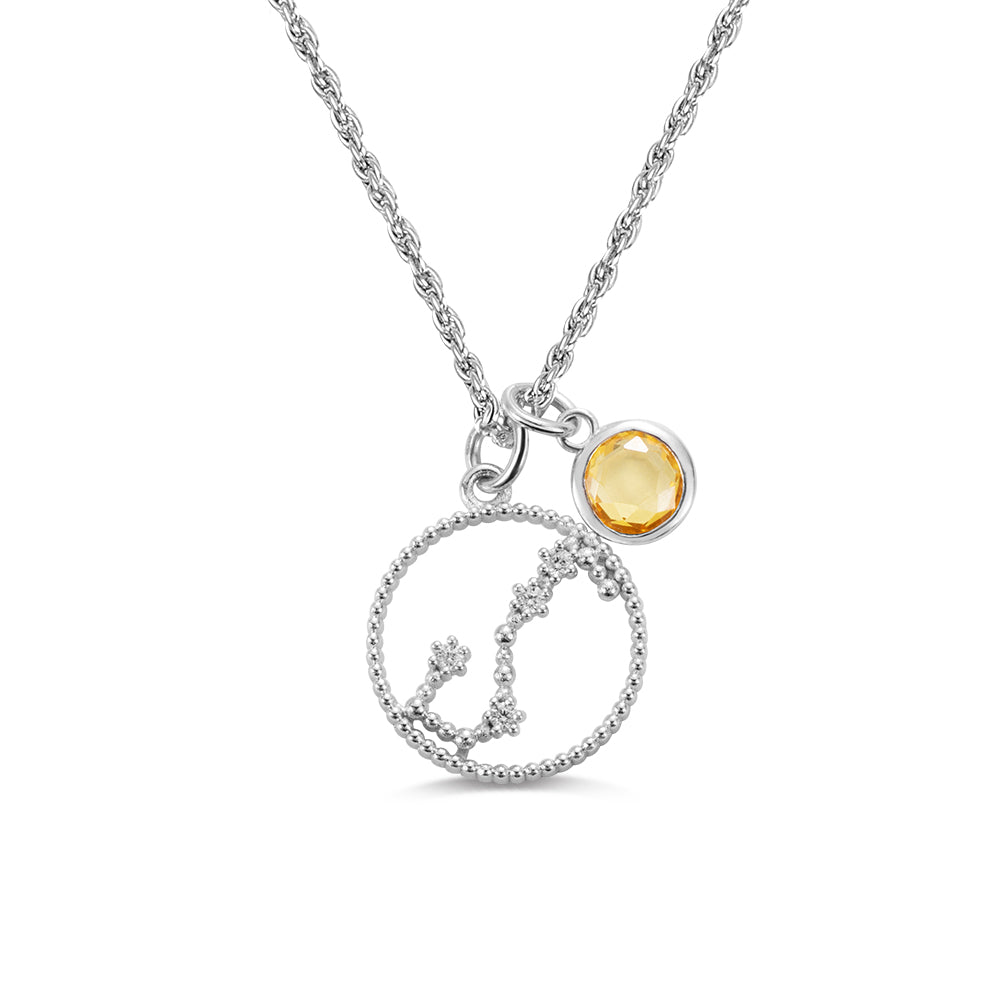 Celestial Signature: Personalized Zodiac Necklace with Birthstone- The Perfect Birthday Gift