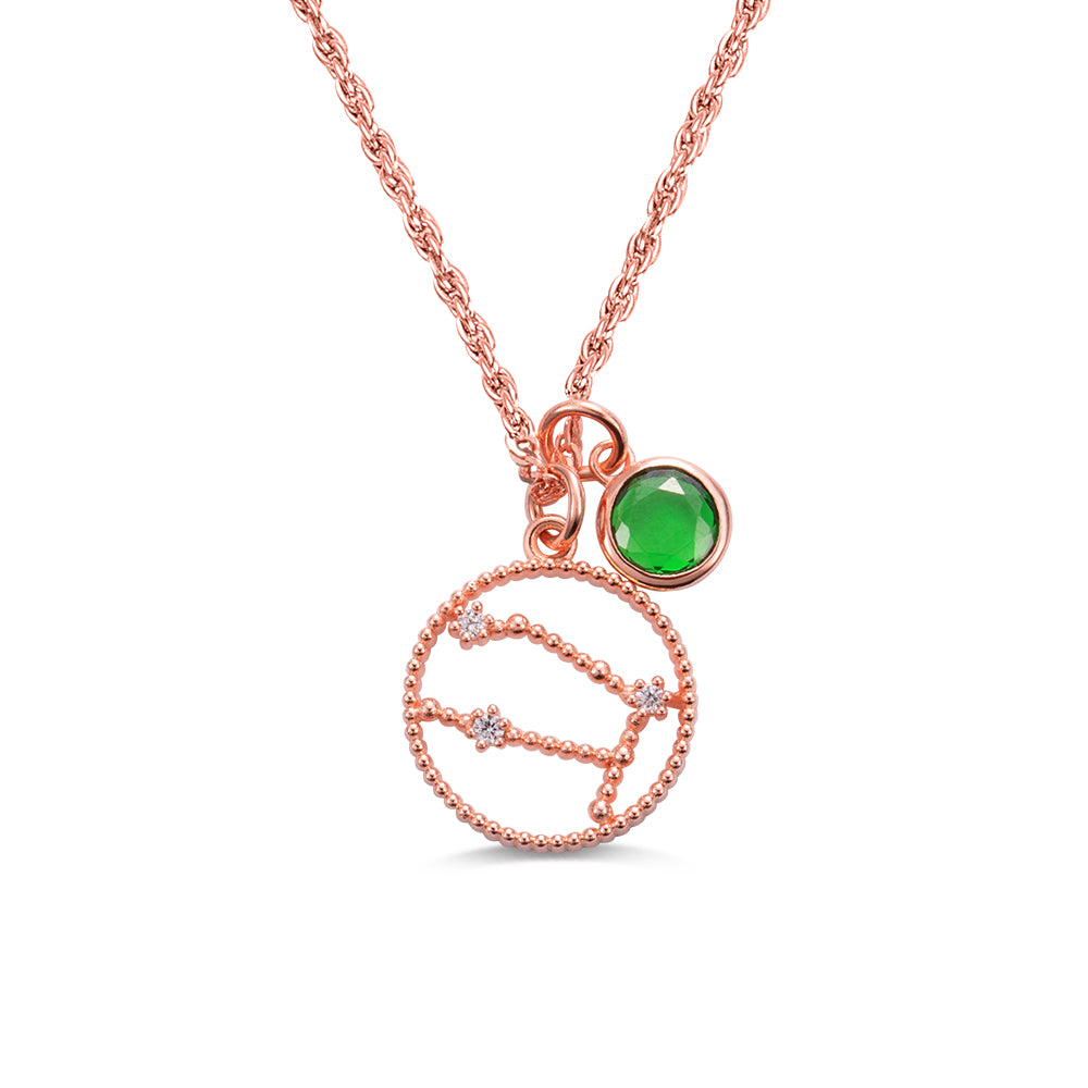 Celestial Signature: Personalized Zodiac Necklace with Birthstone- The Perfect Birthday Gift