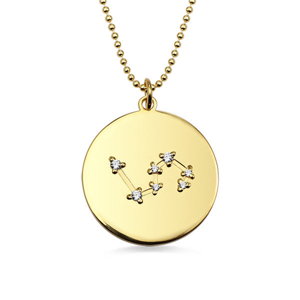 Celestial Essence: Gold Zodiac Disc Necklace | S925 Sterling Silver