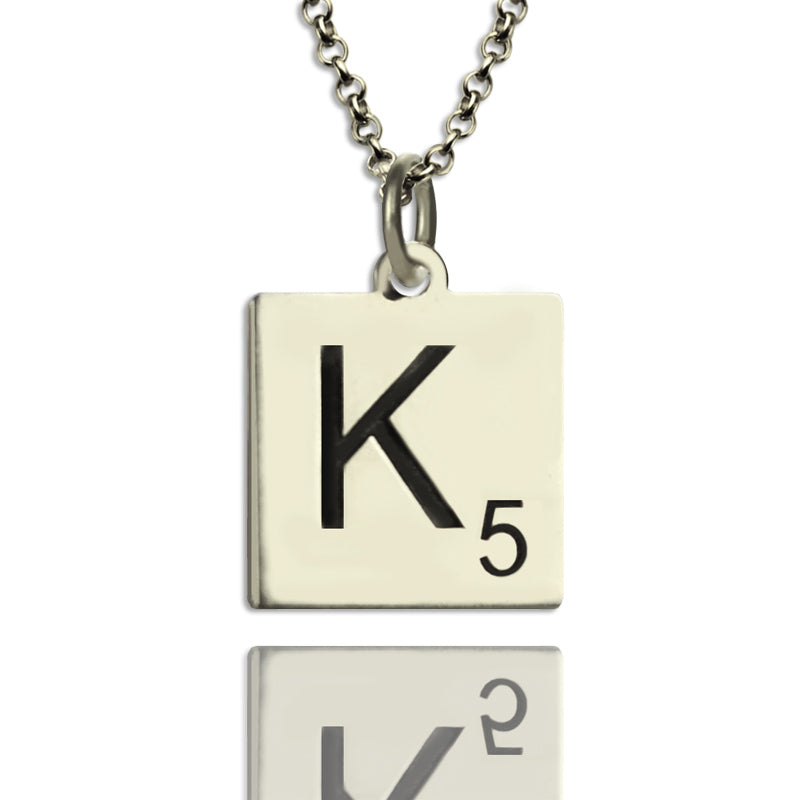 Elegant Lexicon: Sterling Silver Scrabble Initial Pendant