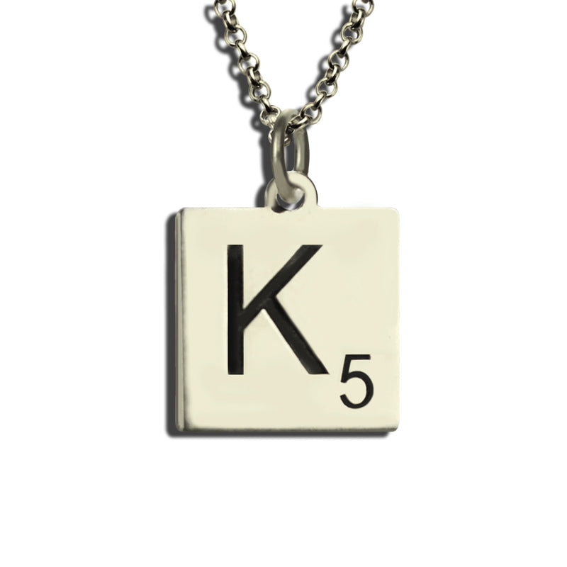 Elegant Lexicon: Sterling Silver Scrabble Initial Pendant