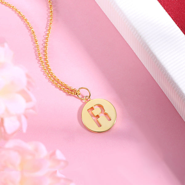 Personalized Cut Out Initial Disc Necklace