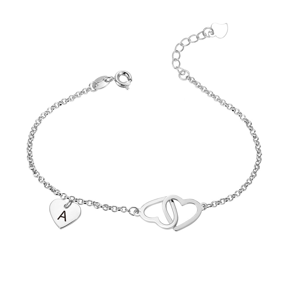 Cherished Embrace: Personalized Heart Anklet-Sterling Silver 925