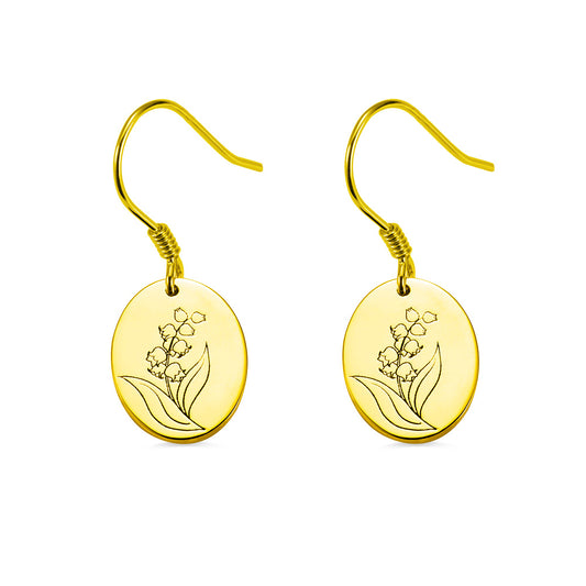 Custom Engraved Birth Flower Earrings - Personalized Floral Elegance