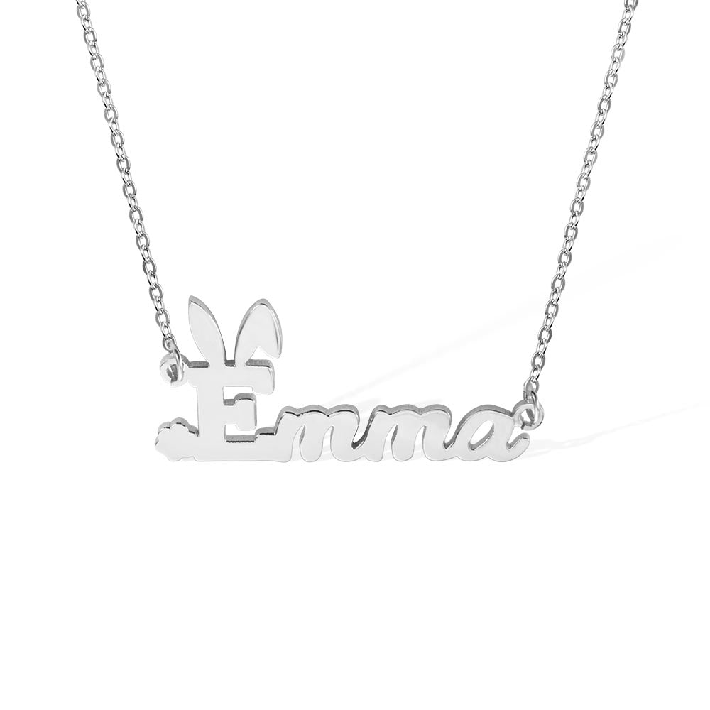 Personalized Easter Bunny Name Necklace in Stainless Steel | For children and Adults