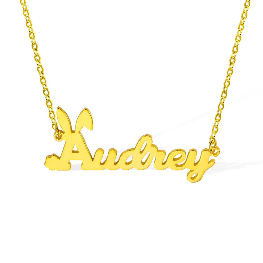 Personalized Easter Bunny Name Necklace in Stainless Steel | For children and Adults