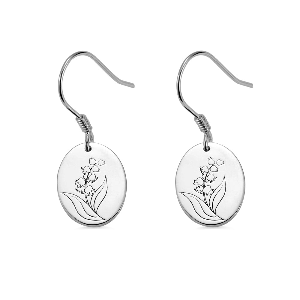 Custom Engraved Birth Flower Earrings - Personalized Floral Elegance