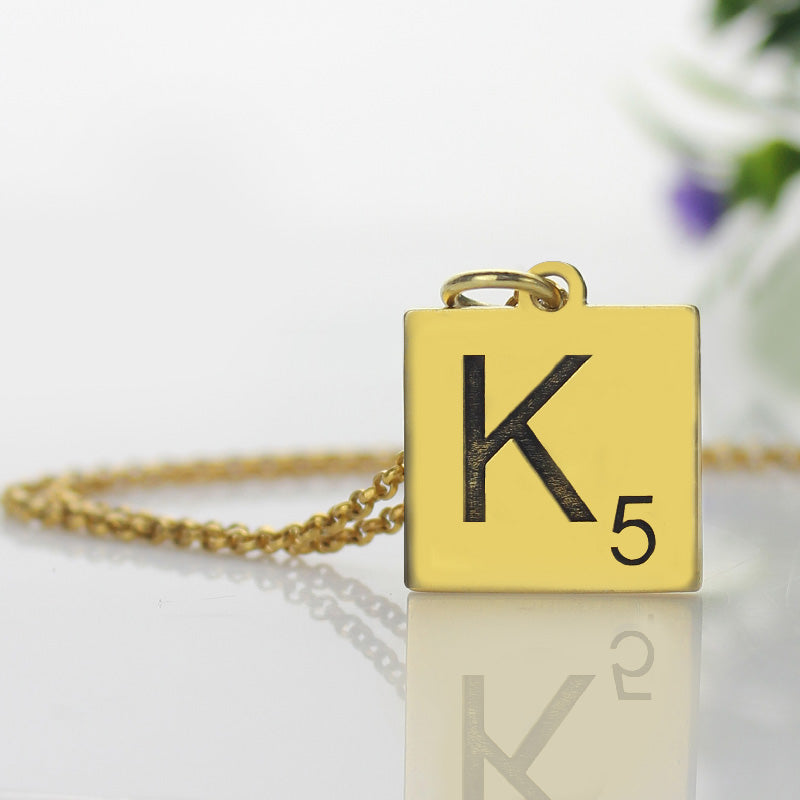 Elegant Lexicon: Sterling Silver Scrabble Initial Pendant