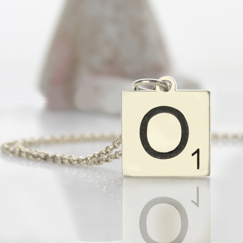 Elegant Lexicon: Sterling Silver Scrabble Initial Pendant