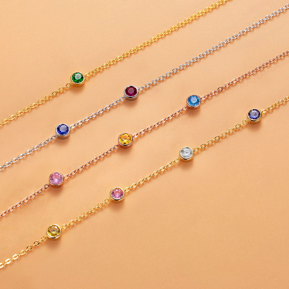 Elegant Array: Personalized Birthstone Charm Necklace