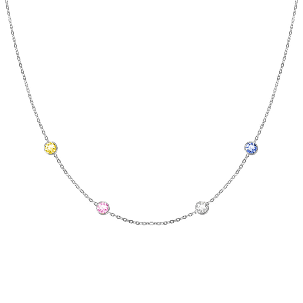 Elegant Array: Personalized Birthstone Charm Necklace