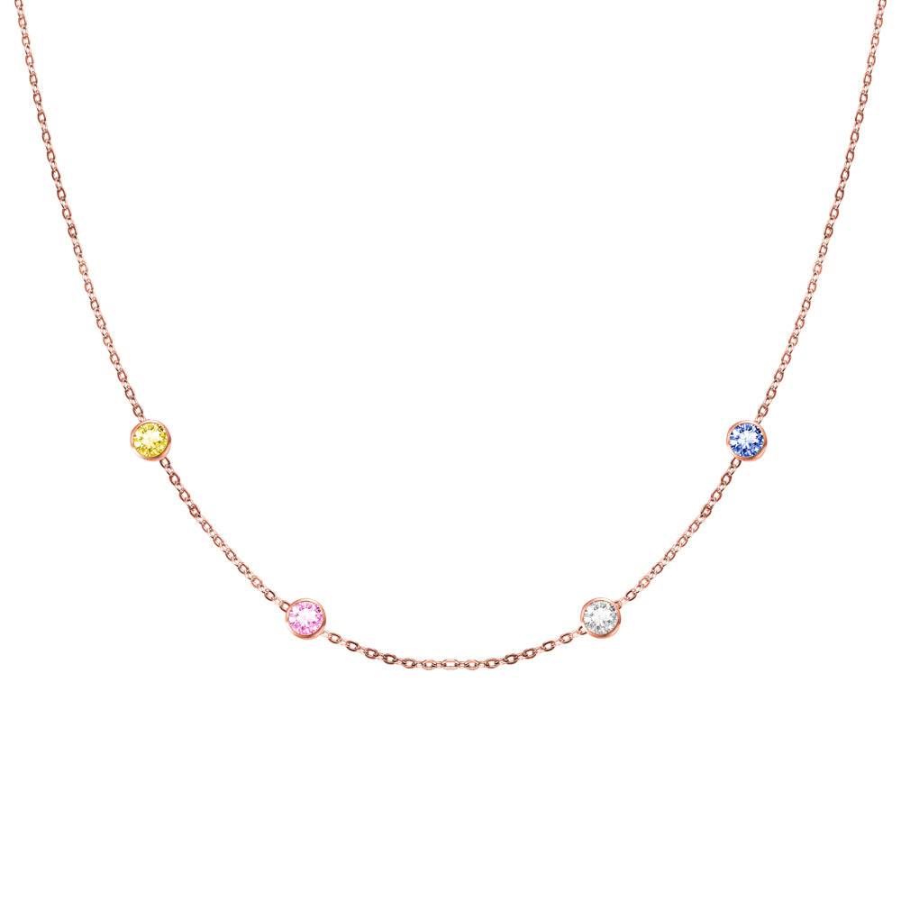 Elegant Array: Personalized Birthstone Charm Necklace