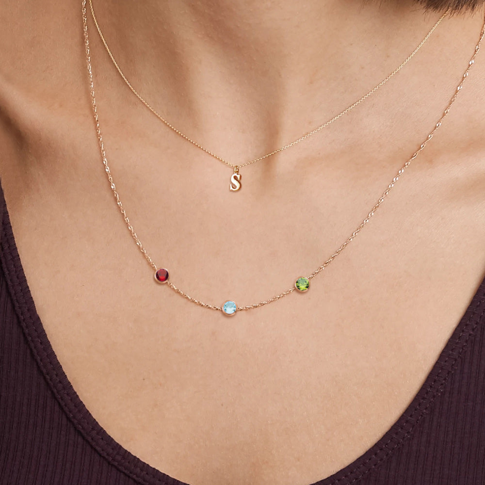 Elegant Array: Personalized Birthstone Charm Necklace