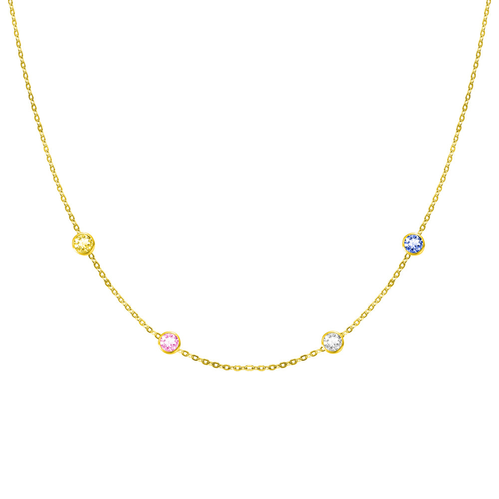 Elegant Array: Personalized Birthstone Charm Necklace