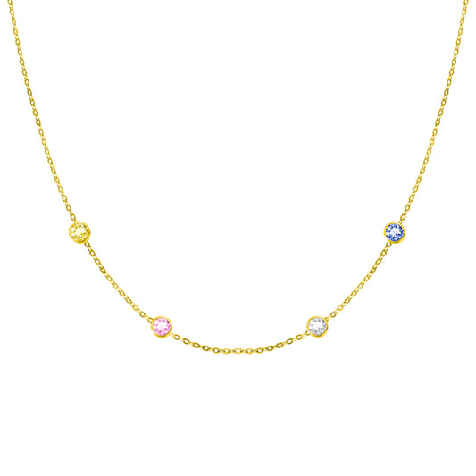 Elegant Array: Personalized Birthstone Charm Necklace