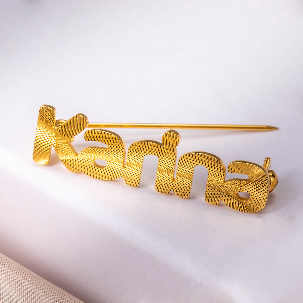 Personalized Embossed Name Brooch - Elegant Keepsake