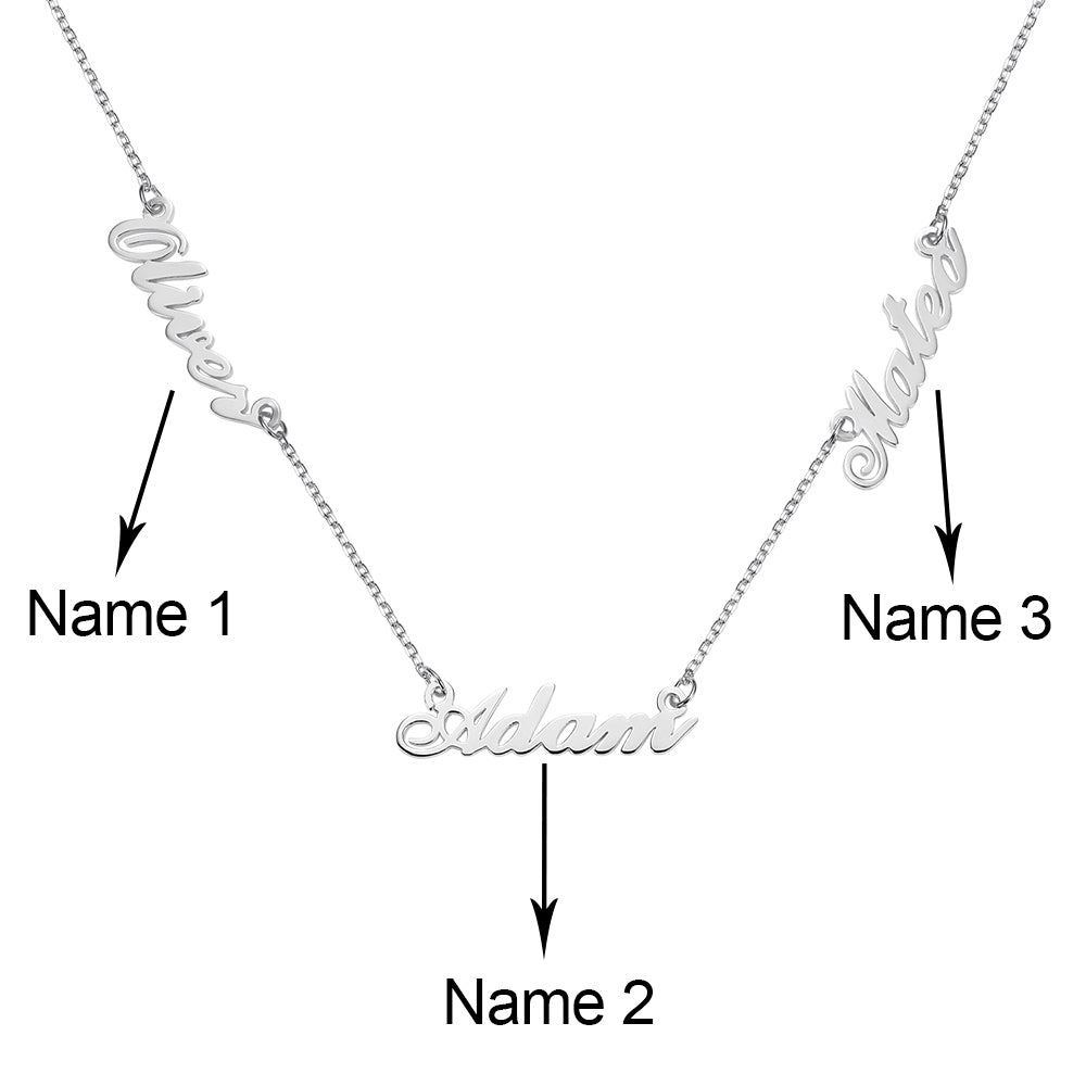 Cherish Your Bonds: Triple Name Necklace in Stainless Steel