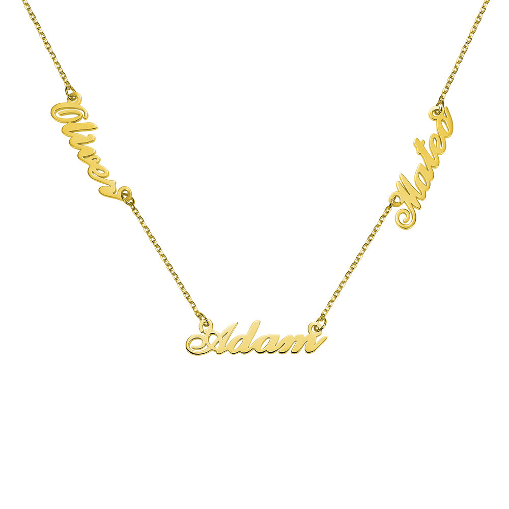 Cherish Your Bonds: Triple Name Necklace in Stainless Steel