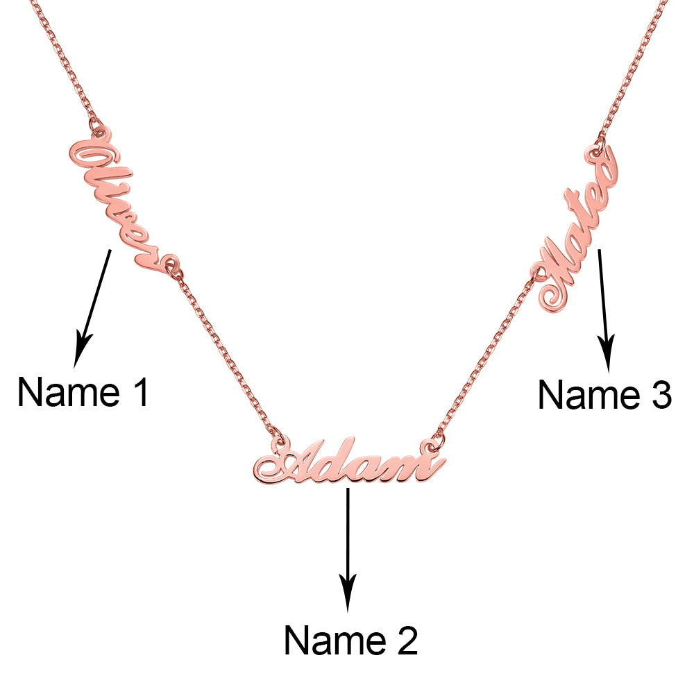 Koester je obligaties: drievoudige naamketting in 925 sterling zilver 