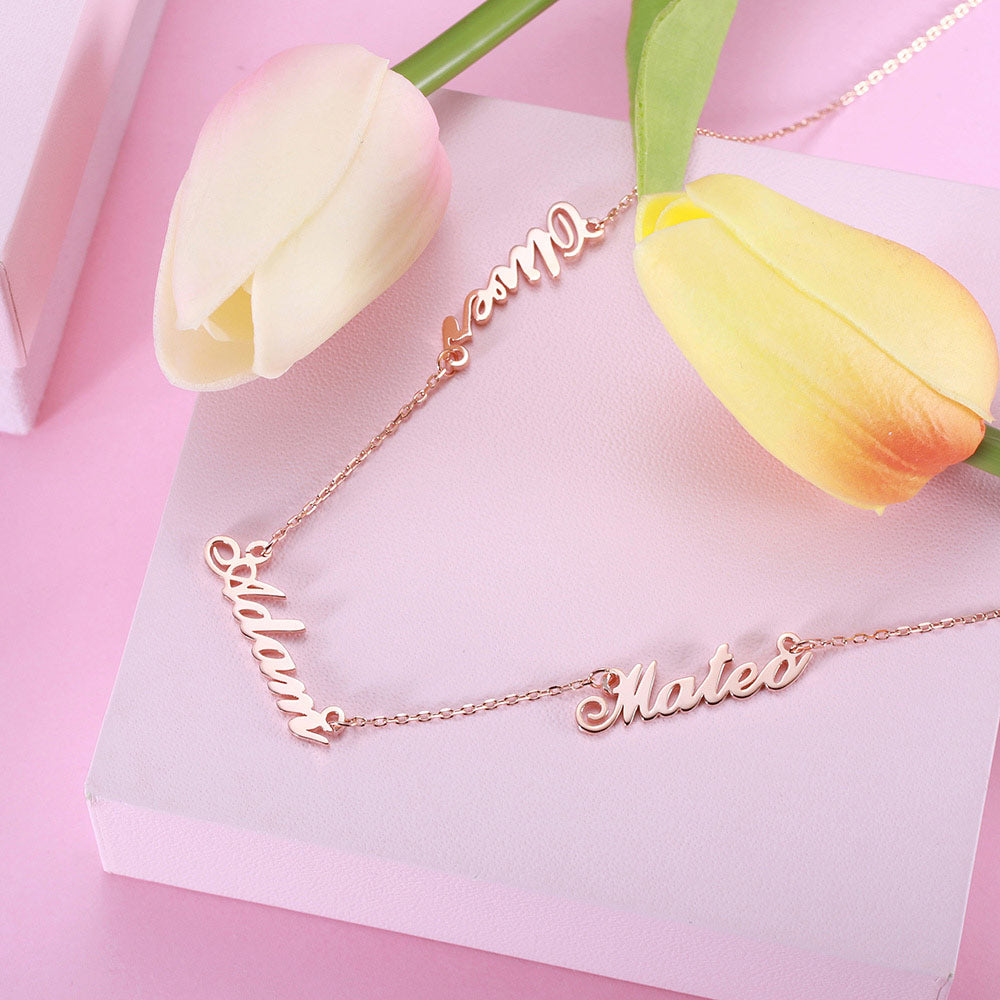 Cherish Your Bonds: Triple Name Necklace in 925 Sterling Silver