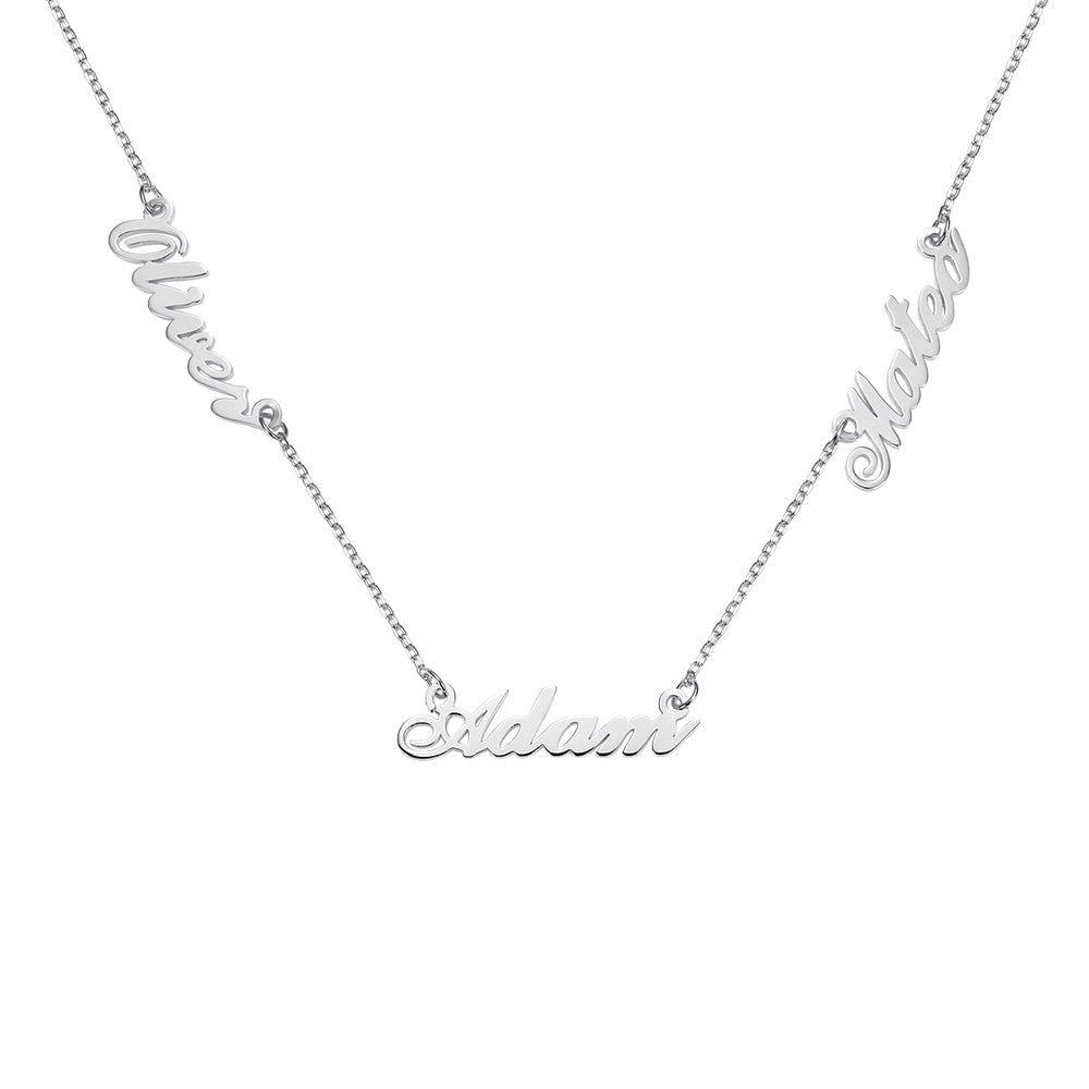 Cherish Your Bonds: Triple Name Necklace in 925 Sterling Silver