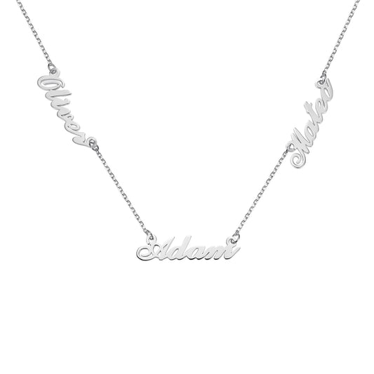 Cherish Your Bonds: Triple Name Necklace in 925 Sterling Silver