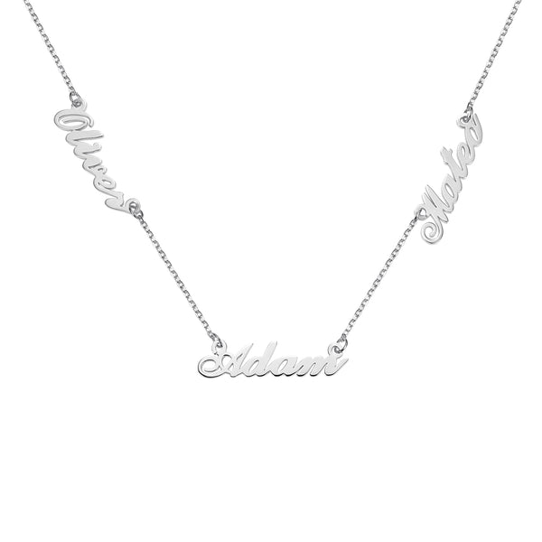 Cherish Your Bonds: Triple Name Necklace in 925 Sterling Silver