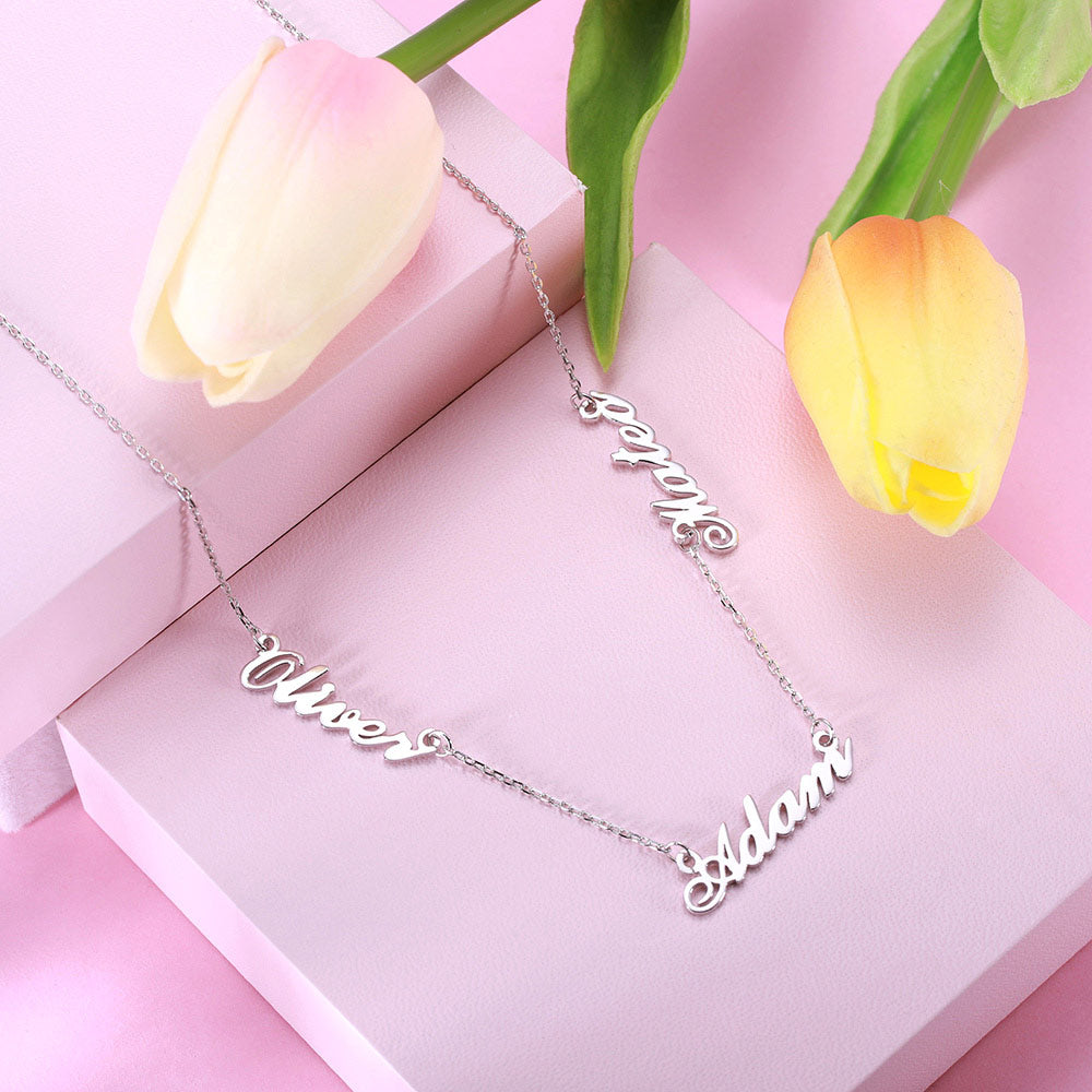 Cherish Your Bonds: Triple Name Necklace in 925 Sterling Silver