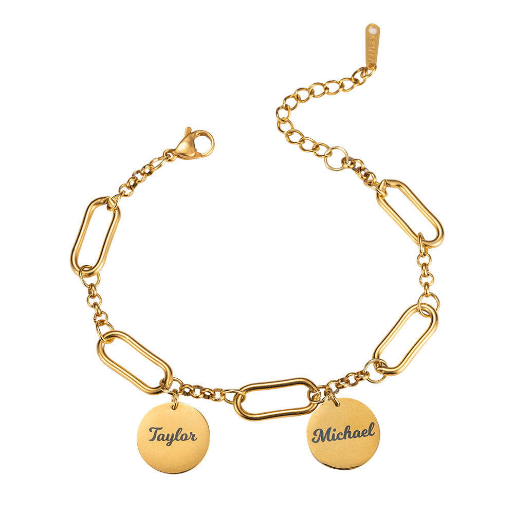 Cherished Bonds: Personalized Family Names Circular Bracelet