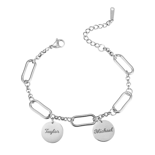 Cherished Bonds: Personalized Family Names Circular Bracelet