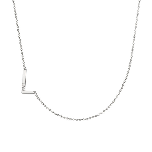 Elegant Sideways Initial & Name Layered Necklace - Stainless Steel