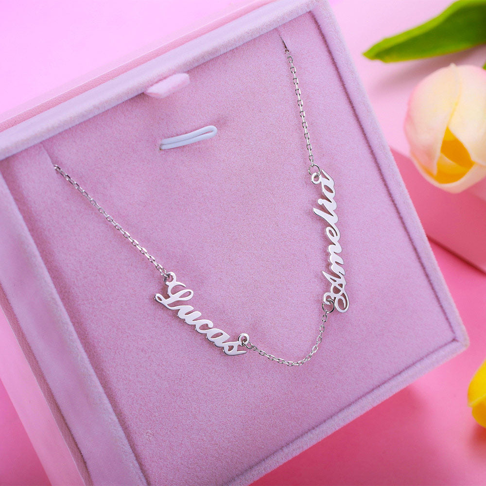 Cherish Your Bonds: Double Name Necklace in Stainless Steel | Multiple Name Necklace Curb Chain By JewelCoutureStudio | Friendship gift | Personalized Gift For Mom