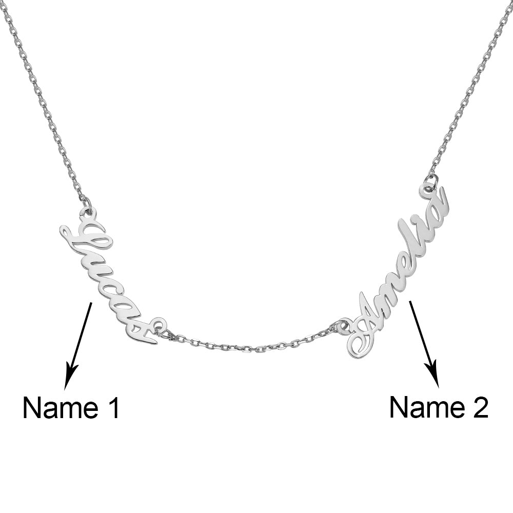 Cherish Your Bonds: Double Name Necklace in Stainless Steel | Multiple Name Necklace Curb Chain By JewelCoutureStudio | Friendship gift | Personalized Gift For Mom